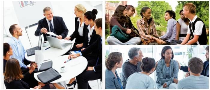 grupo de más de dos personas que intercambian mensajes